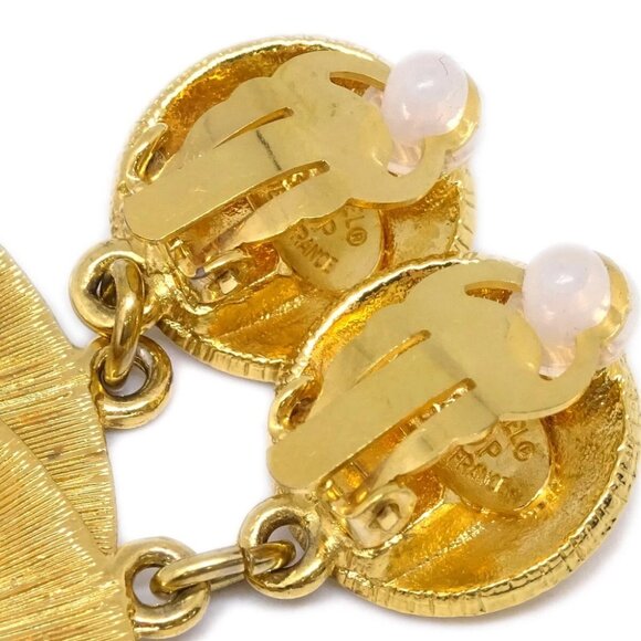 Chanel Hoop Dangle Earrings Clip-On Gold 93P - Picture 3 of 4